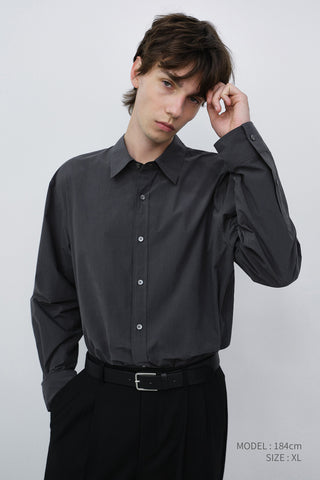 UNISEX REFINED COTTON SHIRT WASHED BLACK