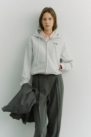 UNISEX CROPPED ZIP-UP HOODIE LIGHT MELANGE GREY
