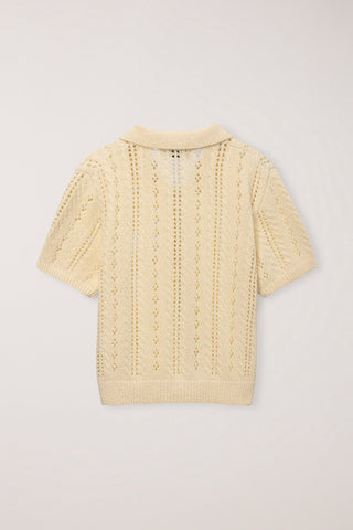 COLLARED HALF SLEEVE CARDIGAN BUTTER