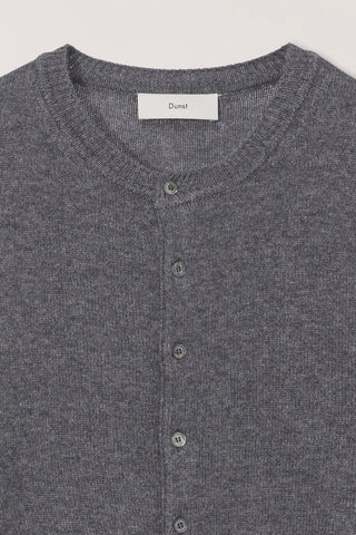 UNISEX CREWNECK KNIT CARDIGAN MELANGE GREY