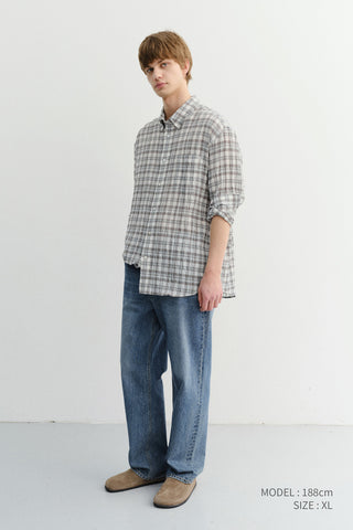 UNISEX SEERSUCKER BD SHIRT SOFT GREEN CHECK