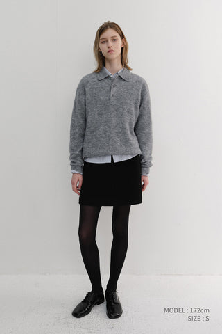 UNISEX HAIRY COLLARED SWEATER MELANGE GREY