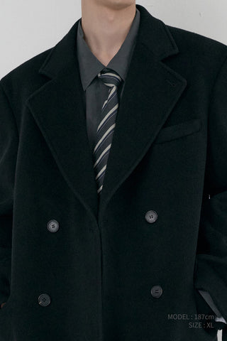 UNISEX LOOSE DOUBLE-BREASTED COAT BLACK