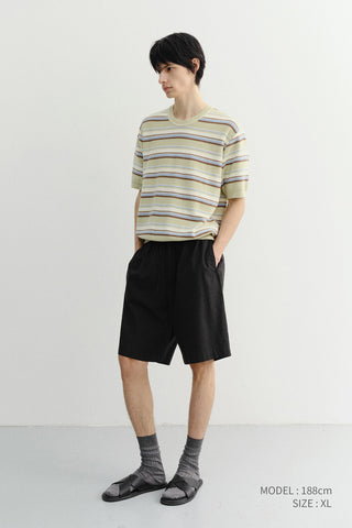 UNISEX STRIPED CREWNECK KNIT MINT CREAM