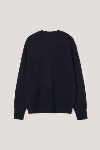 UNISEX BOYFRIEND KNIT CARDIGAN DARK NAVY