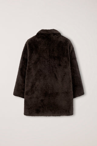 FLUFFY FUR JACKET BROWN