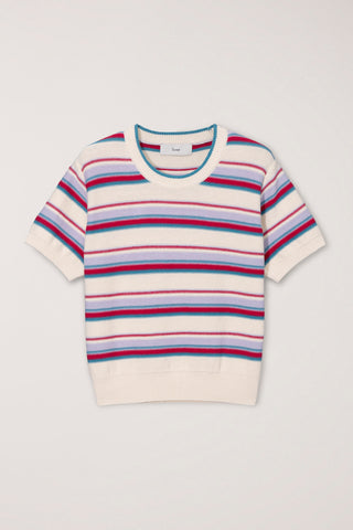 UNISEX STRIPED CREWNECK KNIT CREAM RED