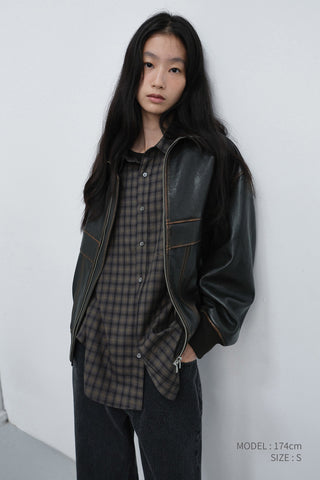 UNISEX CHECKED FLANNEL SHIRT KHAKI
