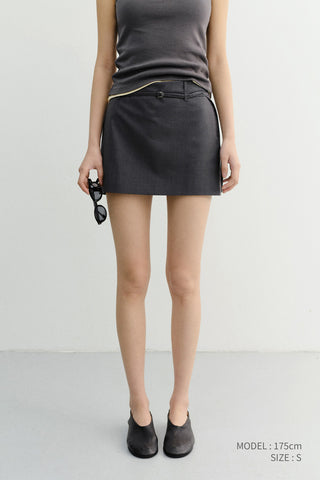 BELTED MINI SKIRT CHARCOAL GREY