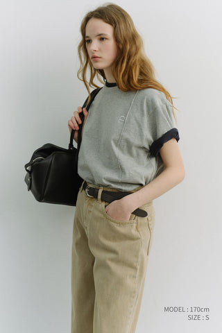 UNISEX LOGO CREASE T-SHIRT MELANGE GREY