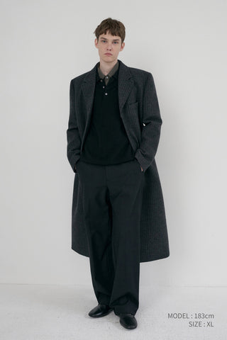 UNISEX 2-WAY 3 BUTTON COAT GREY STRIPE