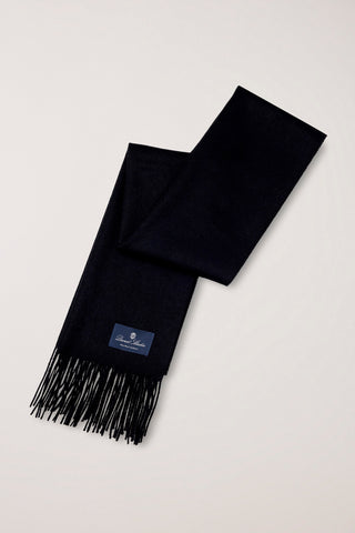 FRINGED CASHMERE MUFFLER BLACK