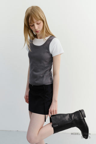 ESSENTIAL SLEEVELESS TOP CHARCOAL GREY