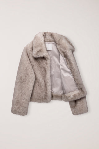 [SULLYOON PICK] CROPPED FUR JACKET GREYISH BEIGE