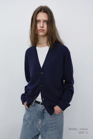 UNISEX V-NECK CARDIGAN BLUE NAVY