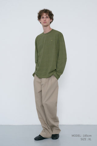 UNISEX MUTED STRIPED T-SHIRT OLIVE KHAKI
