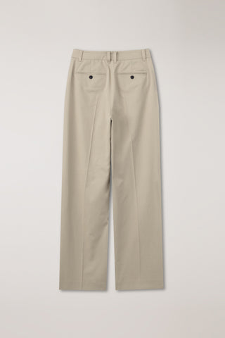 DOUBLE PLEATED CHINO SLACKS BEIGE