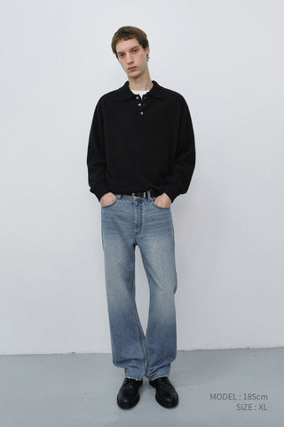 UNISEX COLLARED SWEATER BLACK