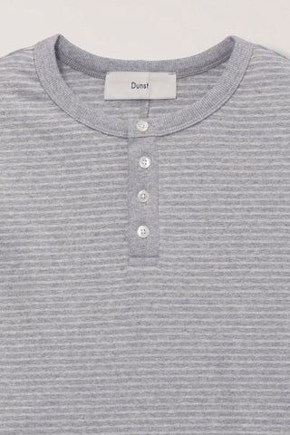 UNISEX HENLEY-NECK T-SHIRT GREY STRIPE