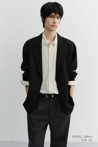 UNISEX CLASSIC STRIPED BD OVERSHIRT BEIGE