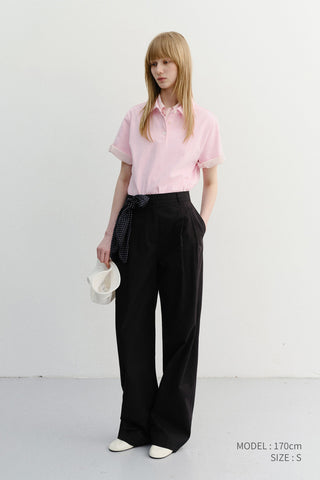SUMMER DOUBLE PLEATED CHINO SLACKS BLACK