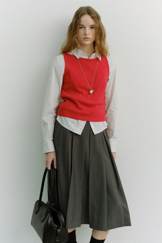 LAYERING KNIT TOP RED