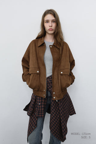 UNISEX ALTER-SUEDE ZIP-UP BLOUSON CAMEL SUEDE