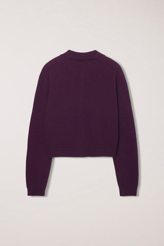 UNISEX COLLARED KNIT CARDIGAN PLUM PURPLE
