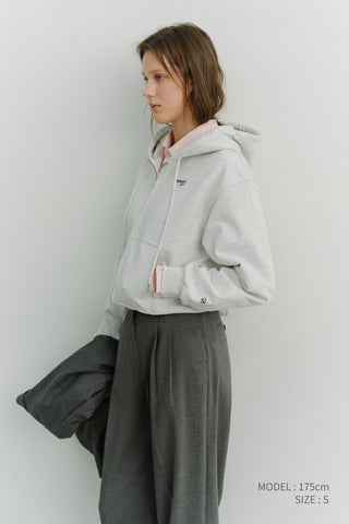UNISEX CROPPED ZIP-UP HOODIE LIGHT MELANGE GREY