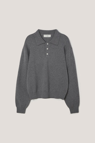 UNISEX CASHMERE COLLARED SWEATER MELANGE GREY