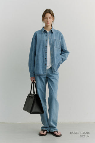 UNISEX OVERSIZED DENIM SHIRT LIGHT BLUE