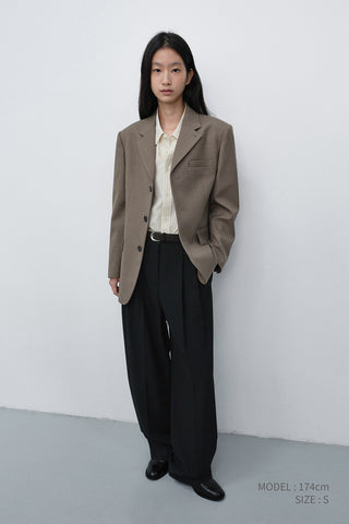 DOUBLE PLEATED WIDE SLACKS BLACK