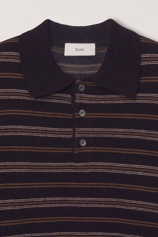UNISEX COLLARED STRIPED SWEATER BROWN