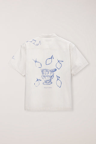 UNISEX HAND-DRAWING OPEN COLLARED SHIRT CAPRI OCEAN