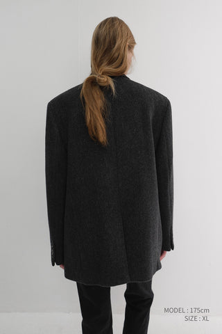 UNISEX 3 BUTTON WOOL BLAZER CHARCOAL GREY