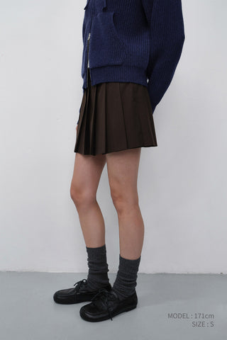 PLEATS MINI SKIRT BROWN