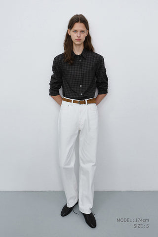 ESSENTIAL SLIM CHECKED SHIRT BLACK