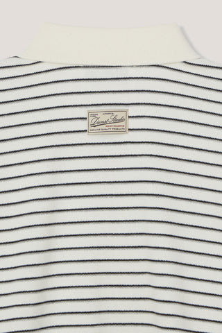 UNISEX STRIPED LOGO COLLARED T-SHIRT IVORY STRIPE