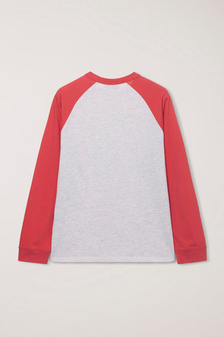 UNISEX RAGLAN T-SHIRT RED OATMEAL MELANGE