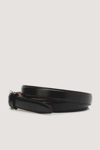 D-BUCKLE SLIM LEATHER BELT BLACK