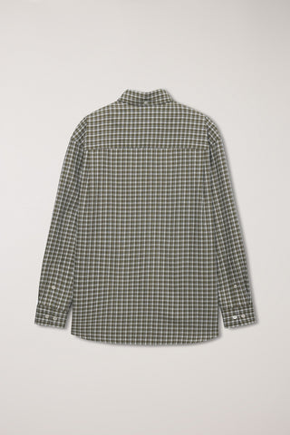 UNISEX OVERSIZED BD CHECKED SHIRT KHAKI GREEN CHECK