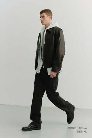 UNISEX DRIZZLER LEATHER JACKET BLACK