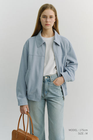UNISEX ALTER-SUEDE COLLARED BLOUSON SOFT BLUE