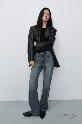 UNISEX RELAXED ALTER-LEATHER HALF JACKET BLACK