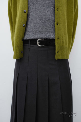PLEATS LONG SKIRT CHARCOAL GREY