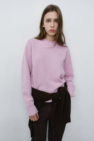 UNISEX CHUNKY ROLL NECK SWEATER SOFT PINK