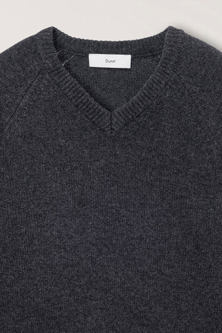 UNISEX SOFT VOLUME V-NECK SWEATER CHARCOAL GREY