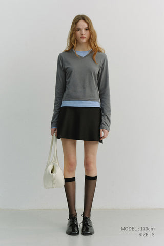 ESSENTIAL PETIT V-NECK T-SHIRT CHARCOAL GREY