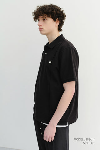 UNISEX LEATHER LOGO POLO SHIRT BLACK