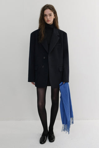 UNISEX LAYERED CASHMERE BLAZER NAVY